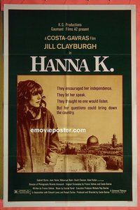A478 HANNA K one-sheet movie poster '83 Jill Clayburgh, Costa-Gavras