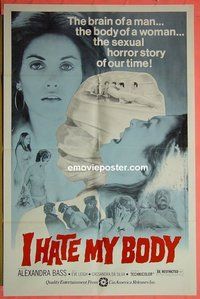 A597 I HATE MY BODY one-sheet movie poster '74 sexy horror!