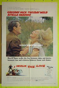 A603 I WALK THE LINE one-sheet movie poster '70 Gregory Peck, Tuesday Weld