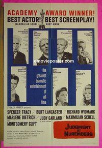 A666 JUDGMENT AT NUREMBERG 'Academy Awards' style one-sheet movie poster '61