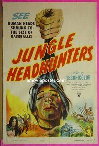 A667 JUNGLE HEADHUNTERS one-sheet movie poster '51 wild shrunken head image