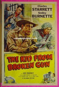 A674 KID FROM BROKEN GUN one-sheet movie poster '52 Charles Starrett