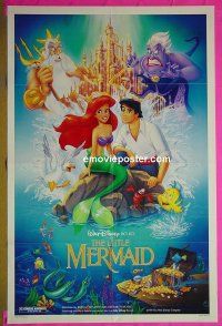 A731 LITTLE MERMAID DS one-sheet movie poster '89 Walt Disney