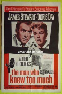 A757 MAN WHO KNEW TOO MUCH one-sheet movie poster R60s Jimmy Stewart