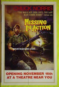 A808 MISSING IN ACTION advance one-sheet movie poster '84 Chuck Norris