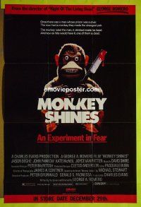 A821 MONKEY SHINES advance video one-sheet movie poster '88 Beghe, Pankow