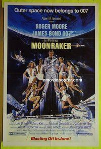 A832 MOONRAKER advance one-sheet movie poster '79 Roger Moore as James Bond