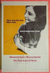 A916 ONLY GAME IN TOWN one-sheet movie poster '69 Elizabeth Taylor, Beatty