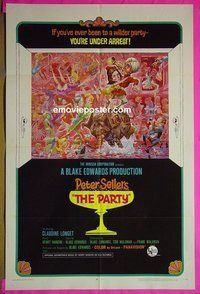 A927 PARTY style B one-sheet movie poster '68 Sellers, Blake Edwards