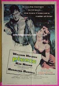 A935 PICNIC int'l 1sh movie poster '56 William Holden, Kim Novak