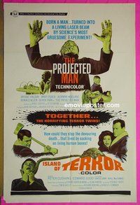 A946 PROJECTED MAN/ISLAND OF TERROR one-sheet movie poster '67 horror!