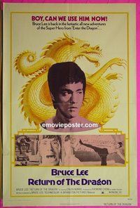 A962 RETURN OF THE DRAGON one-sheet movie poster '74 Bruce Lee