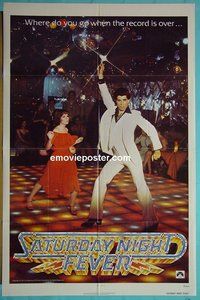 A988 SATURDAY NIGHT FEVER teaser one-sheet movie poster '77 John Travolta