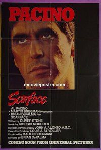 A994 SCARFACE advance one-sheet movie poster '83 Al Pacino