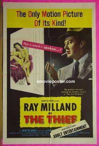 B065 THIEF one-sheet movie poster '52 Ray Milland silent movie!