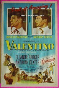B110 VALENTINO one-sheet movie poster '51 Anthony Dexter