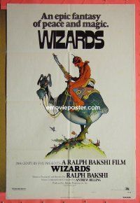 B145 WIZARDS one-sheet movie poster '77 Ralph Bakshi, cartoon!