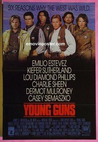 B153 YOUNG GUNS int'l one-sheet movie poster '88 Estevez, Sheen