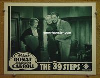 K510 39 STEPS #3 lobby card R38 Hitchcock, Donat, Carroll