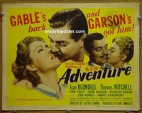 K010 ADVENTURE title lobby card '45 Clark Gable, Greer Garson