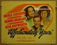K014 AFFECTIONATELY YOURS title lobby card '41 Rita Hayworth, Oberon