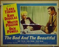 K582 BAD & THE BEAUTIFUL lobby card #4 '53 Lana Turner, Sullivan