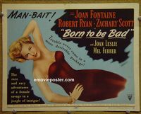 K058 BORN TO BE BAD title lobby card '50 BAD Joan Fontaine!