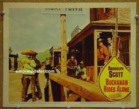 K655 BUCHANAN RIDES ALONE lobby card #2 '58 Randolph Scott