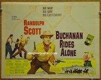 K066 BUCHANAN RIDES ALONE title lobby card '58 Randolph Scott