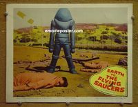K825 EARTH VS THE FLYING SAUCERS lobby card '56 robot close up!