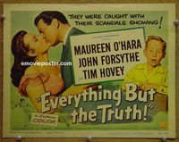 K125 EVERYTHING BUT THE TRUTH title lobby card '56 Maureen O'Hara