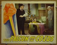 K846 FALCON & THE CO-EDS lobby card '43 Conway, cool border art!