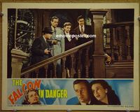 K847 FALCON IN DANGER #3 lobby card '43 Tom Conway on stairs!