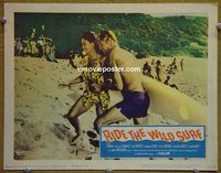 L459 RIDE THE WILD SURF lobby card '64 Tab Hunter w/ surfboard!