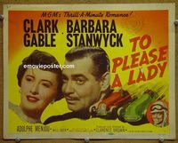 K408 TO PLEASE A LADY title lobby card '50 Clark Gable, car racing!