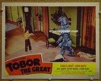 L718 TOBOR THE GREAT lobby card #6 '54 boy attacks funky robot!