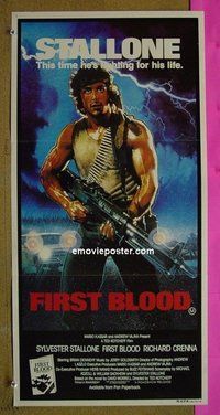 p002 1ST BLOOD Australian daybill movie poster '82 Rambo, Sly Stallone