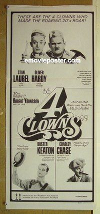 p006 4 CLOWNS Australian daybill movie poster '70 Laurel & Hardy!