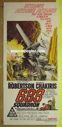 p009 633 SQUADRON Australian daybill movie poster '64 Cliff Robertson