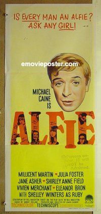 p029 ALFIE Australian daybill movie poster '66 Michael Caine, Martin