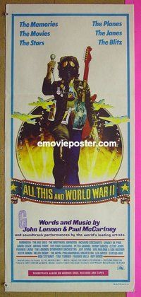 p034 ALL THIS & WORLD WAR 2 Australian daybill movie poster '76 The Beatles!