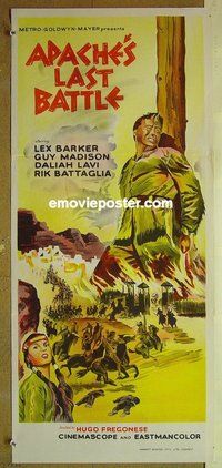 p053 APACHE'S LAST BATTLE Australian daybill movie poster '64 Lex Barker