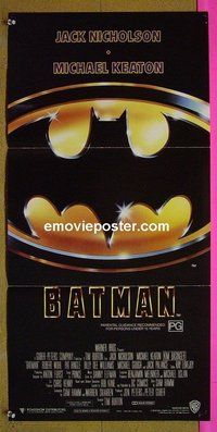 p075 BATMAN Australian daybill movie poster '89 Michael Keaton, Nicholson