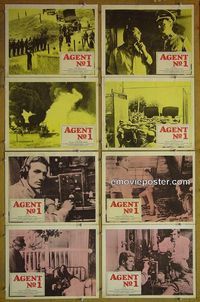 m063 AGENT No 1 complete set of 8 lobby cards '72 Polish spies!