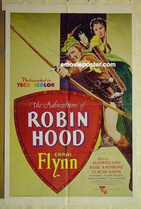r026 ADVENTURES OF ROBIN HOOD one-sheet movie poster R76 Errol Flynn