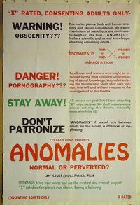 r069 ANOMALIES one-sheet movie poster '70s normal or perverted?