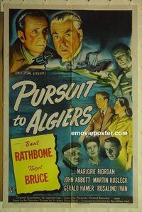 s106 PURSUIT TO ALGIERS one-sheet movie poster '45 Sherlock Holmes, Rathbone
