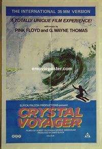 t107 CRYSTAL VOYAGER Aust one-sheet movie poster '72 surfing, Pink Floyd
