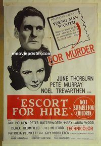 t110 ESCORT FOR HIRE Aust one-sheet movie poster '60 June Thorburn