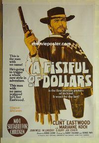 t112 FISTFUL OF DOLLARS Aust one-sheet movie poster '67 Clint Eastwood